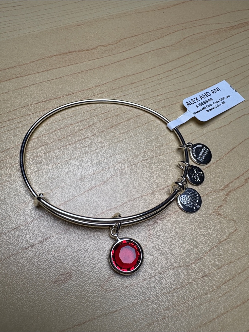 NWT Alex and Ani Silver Bracelet with January Birthstone (Garnet)